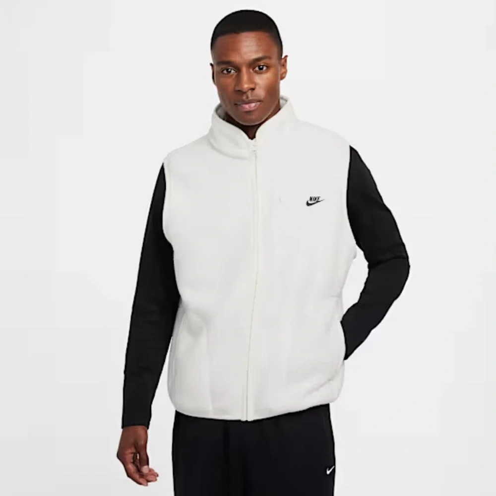 NIKE Men’s Sportswear Club Winterized Sherpa Vest White NEW - Picture 1 of 10